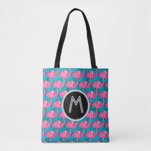Neon Flamingos   Voeg je Initiaal toe Tote Bag