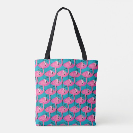 Neon Flamingos | Voeg je Initiaal toe Tote Bag (Achterkant)
