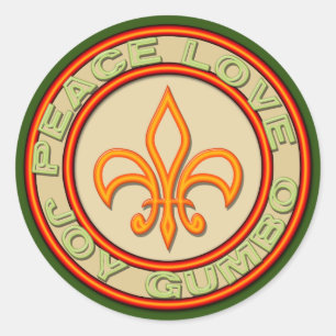 Neon Fleur de Lis Peace Love Gumbo Ronde Sticker