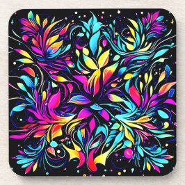 Neon Floral Burst Art Bier Onderzetter