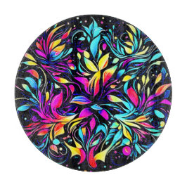 Neon Floral Burst Art Snijplank