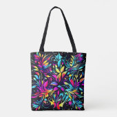 Neon Floral Burst Art Tote Bag (Achterkant)