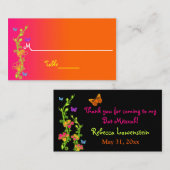 Neon Floral, Butterflies Plaats kaart en oormerk Plaatskaartje (Voorkant / Achterkant)