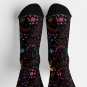 Neon Floral Butterfly Crew Socks Sokken (Top)