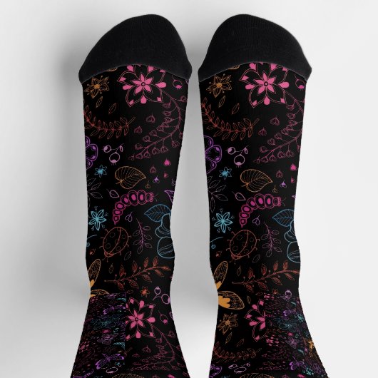 Neon Floral Butterfly Crew Socks Sokken (Top)