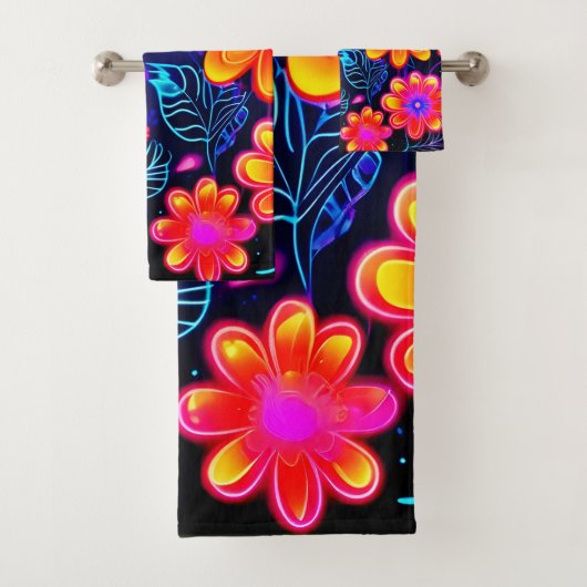Neon Floral Fantasy Bad Handdoek (Insitu)
