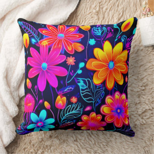 Neon Floral Fantasy Kussen