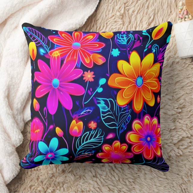 Neon Floral Fantasy Kussen (Deken)