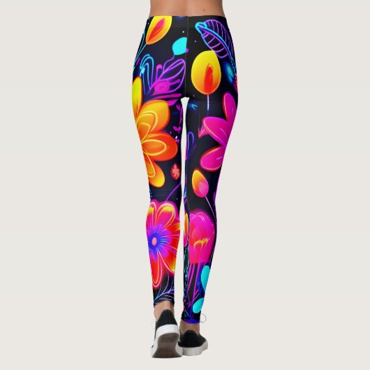Neon Floral Fantasy Leggings (Achterkant)
