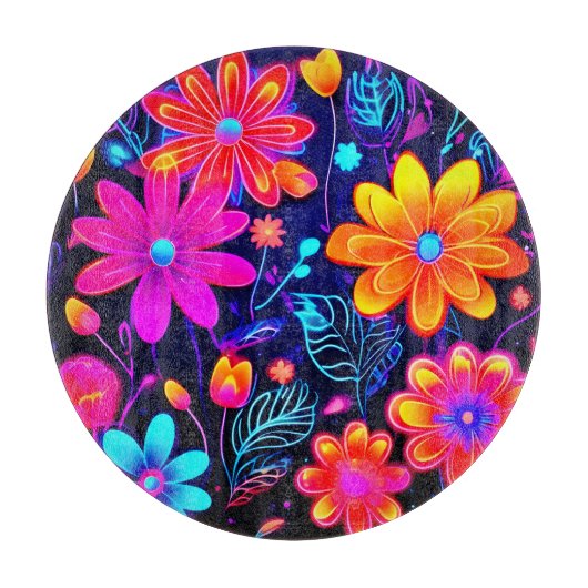 Neon Floral Fantasy Snijplank (Voorkant)