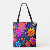 Neon Floral Fantasy Tote Bag (Achterkant)