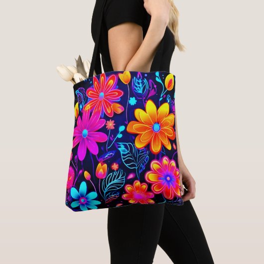 Neon Floral Fantasy Tote Bag (Dichtbij)
