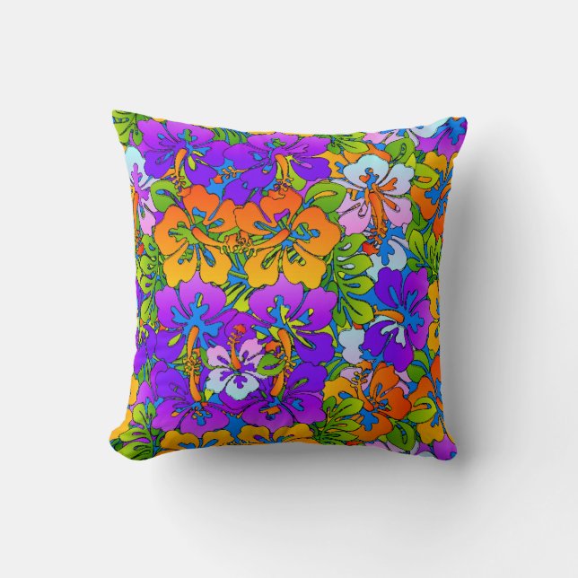 Neon Floral Kussen (Voorkant)