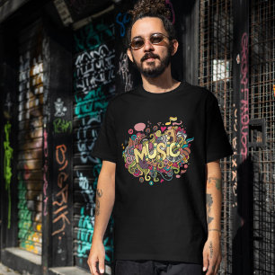 Neon Floral Music Note Shirt - Kleurrijke Sublimat