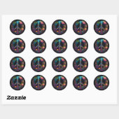 Neon Floral Peace Sign Ronde Sticker (Vel)
