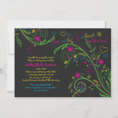 Neon Floral Photo Sweet 16 Birthday Invitation Kaart (Achterkant)