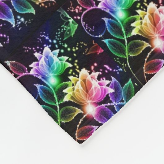 Neon Floral Print Fleece Blanket (Hoek)