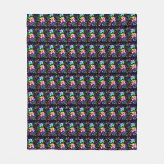 Neon Floral Print Fleece Blanket Deken