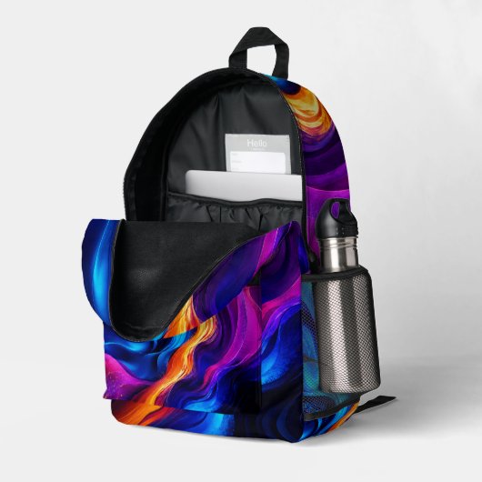 Neon Flow Abstract Kinder Rugzak (Achterkan Hoek Rechts (Open))