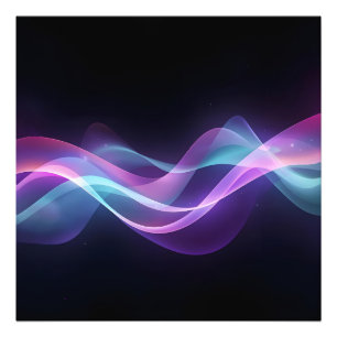 Neon Flow - futuristische Abstracte golfkunst Foto Afdruk