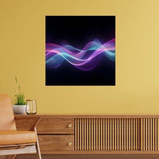 Neon Flow – Futuristische Abstracte Golfkunst Poster (Woonkamer 2)