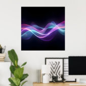 Neon Flow – Futuristische Abstracte Golfkunst Poster (Thuiskantoor)