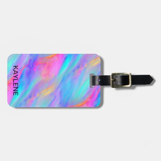 Neon Flow gepersonaliseerd Bagagelabel (Voorkant horizontaal)