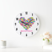 Neon Flower Heart Grote Klok (Huis)
