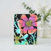 Neon Flowers Briefkaart (Staand voorkant)