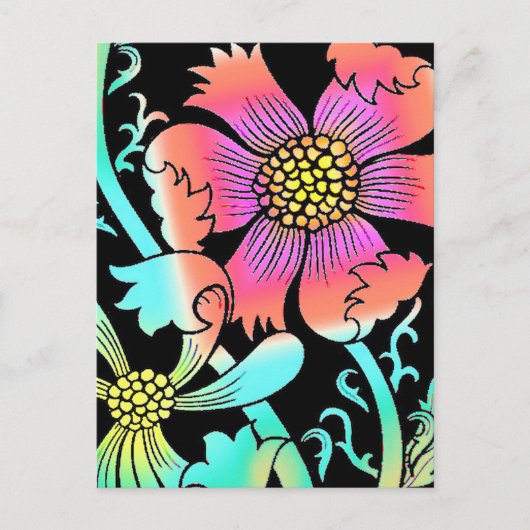 Neon Flowers Briefkaart (Voorkant)