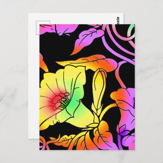 Neon Flowers Briefkaart (Voorkant / Achterkant)