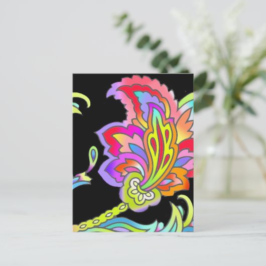 Neon Flowers Briefkaart (Staand voorkant)