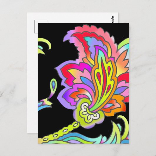 Neon Flowers Briefkaart (Voorkant / Achterkant)