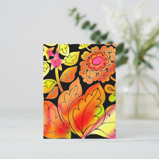 Neon Flowers Briefkaart (Staand voorkant)