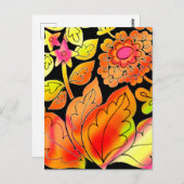 Neon Flowers Briefkaart (Voorkant / Achterkant)