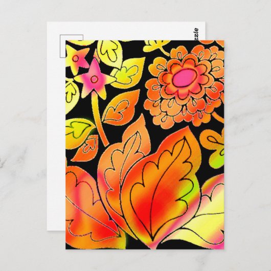 Neon Flowers Briefkaart (Voorkant / Achterkant)