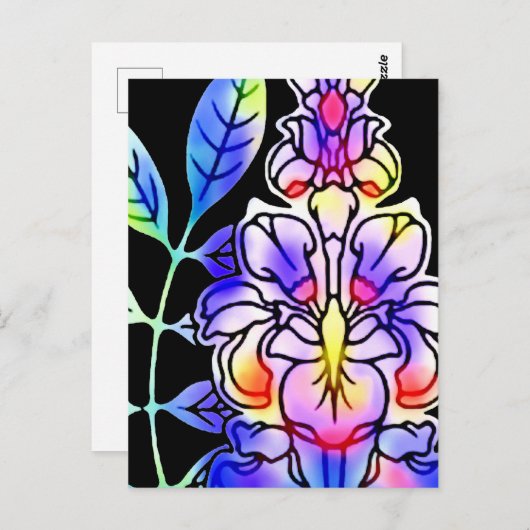 Neon Flowers Briefkaart (Voorkant / Achterkant)