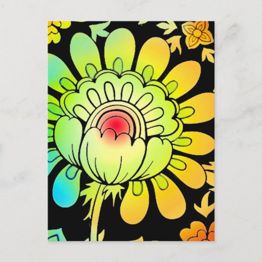 Neon Flowers Briefkaart (Voorkant)