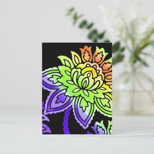 Neon Flowers Briefkaart (Staand voorkant)