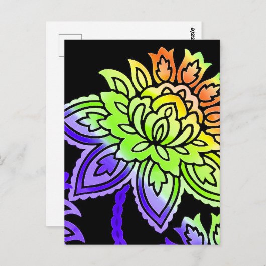 Neon Flowers Briefkaart (Voorkant / Achterkant)