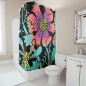 Neon Flowers Douchegordijn (In situ)