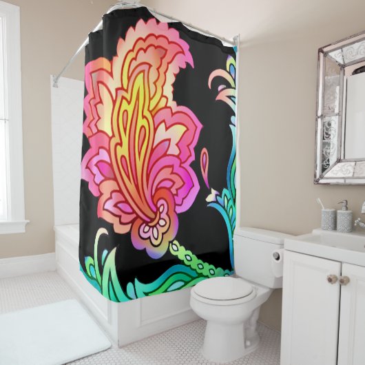 Neon Flowers Douchegordijn (In situ)
