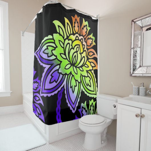 Neon Flowers Douchegordijn (In situ)