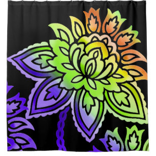 Neon Flowers Douchegordijn