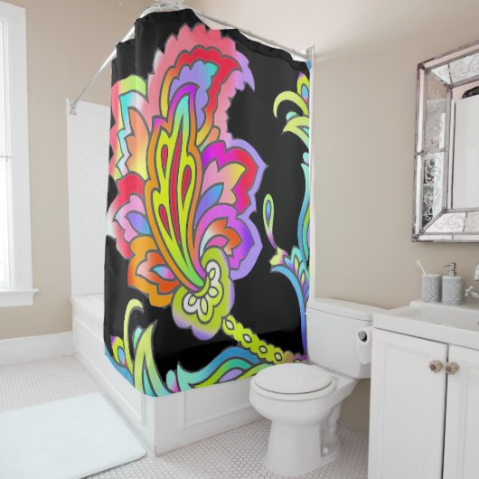 Neon Flowers Douchegordijn (In situ)