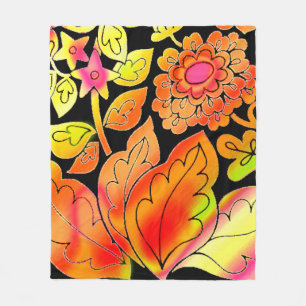 Neon Flowers Fleece Deken