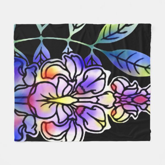 Neon Flowers Fleece Deken (Voorkant (Horizontaal))