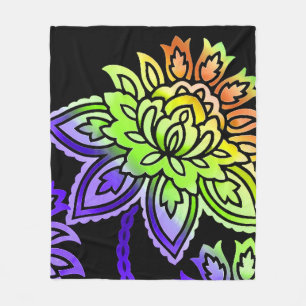 Neon Flowers Fleece Deken