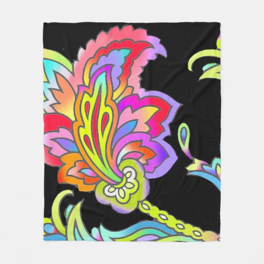 Neon Flowers Fleece Deken (Voorkant)