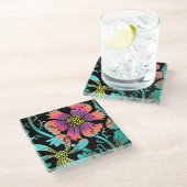 Neon Flowers Glazen Onderzetter (Schuin)